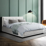 darrahopens Furniture > Bedroom Artiss Tiyo Bed Frame PU Leather Gas Lift Storage - White Double