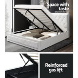 darrahopens Furniture > Bedroom Artiss Tiyo Bed Frame PU Leather Gas Lift Storage - White Double