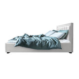darrahopens Furniture > Bedroom Artiss Tiyo Bed Frame PU Leather Gas Lift Storage - White Double