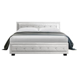darrahopens Furniture > Bedroom Artiss Tiyo Bed Frame PU Leather Gas Lift Storage - White Double