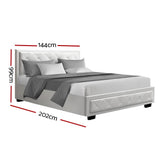 darrahopens Furniture > Bedroom Artiss Tiyo Bed Frame PU Leather Gas Lift Storage - White Double