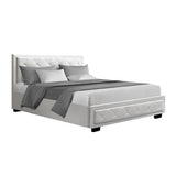 darrahopens Furniture > Bedroom Artiss Tiyo Bed Frame PU Leather Gas Lift Storage - White Double