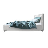 darrahopens Furniture > Bedroom Artiss Tiyo Bed Frame PU Leather Gas Lift Storage - White King Single