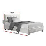 darrahopens Furniture > Bedroom Artiss Tiyo Bed Frame PU Leather Gas Lift Storage - White King Single