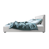 darrahopens Furniture > Bedroom Artiss Tiyo Bed Frame PU Leather Gas Lift Storage - White Queen
