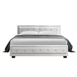 darrahopens Furniture > Bedroom Artiss Tiyo Bed Frame PU Leather Gas Lift Storage - White Queen