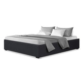 darrahopens Furniture > Bedroom Artiss TOKI Queen Size Storage Gas Lift Bed Frame without Headboard Fabric Charcoal