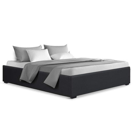 darrahopens Furniture > Bedroom Artiss TOKI Queen Size Storage Gas Lift Bed Frame without Headboard Fabric Charcoal