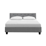 darrahopens Furniture > Bedroom Artiss Vanke Bed Frame Fabric- Grey Double