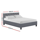 darrahopens Furniture > Bedroom Artiss Vanke Bed Frame Fabric- Grey Double