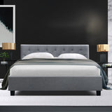 darrahopens Furniture > Bedroom Artiss Vanke Bed Frame Fabric- Grey Queen