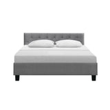 darrahopens Furniture > Bedroom Artiss Vanke Bed Frame Fabric- Grey Queen