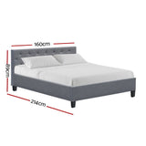 darrahopens Furniture > Bedroom Artiss Vanke Bed Frame Fabric- Grey Queen