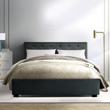 darrahopens Furniture > Bedroom Artiss Vila Bed Frame Fabric Gas Lift Storage - Charcoal Queen