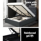 darrahopens Furniture > Bedroom Artiss Vila Bed Frame Fabric Gas Lift Storage - Charcoal Queen