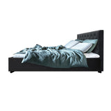 darrahopens Furniture > Bedroom Artiss Vila Bed Frame Fabric Gas Lift Storage - Charcoal Queen