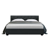 darrahopens Furniture > Bedroom Artiss Vila Bed Frame Fabric Gas Lift Storage - Charcoal Queen