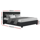 darrahopens Furniture > Bedroom Artiss Vila Bed Frame Fabric Gas Lift Storage - Charcoal Queen