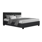 darrahopens Furniture > Bedroom Artiss Vila Bed Frame Fabric Gas Lift Storage - Charcoal Queen
