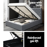 darrahopens Furniture > Bedroom Artiss Vila Bed Frame Fabric Gas Lift Storage - Grey Double