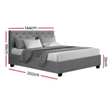 darrahopens Furniture > Bedroom Artiss Vila Bed Frame Fabric Gas Lift Storage - Grey Double