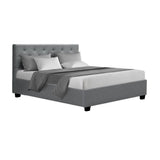 darrahopens Furniture > Bedroom Artiss Vila Bed Frame Fabric Gas Lift Storage - Grey Double