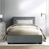 darrahopens Furniture > Bedroom Artiss Vila Bed Frame Fabric Gas Lift Storage - Grey King Single