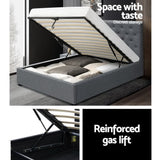 darrahopens Furniture > Bedroom Artiss Vila Bed Frame Fabric Gas Lift Storage - Grey King Single