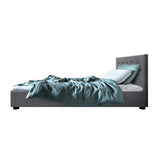 darrahopens Furniture > Bedroom Artiss Vila Bed Frame Fabric Gas Lift Storage - Grey King Single