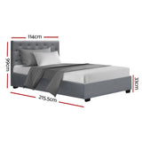 darrahopens Furniture > Bedroom Artiss Vila Bed Frame Fabric Gas Lift Storage - Grey King Single