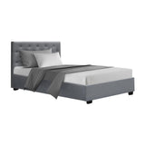 darrahopens Furniture > Bedroom Artiss Vila Bed Frame Fabric Gas Lift Storage - Grey King Single
