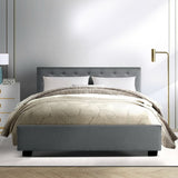 darrahopens Furniture > Bedroom Artiss Vila Bed Frame Fabric Gas Lift Storage - Grey Queen