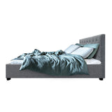darrahopens Furniture > Bedroom Artiss Vila Bed Frame Fabric Gas Lift Storage - Grey Queen