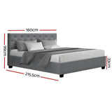darrahopens Furniture > Bedroom Artiss Vila Bed Frame Fabric Gas Lift Storage - Grey Queen