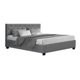 darrahopens Furniture > Bedroom Artiss Vila Bed Frame Fabric Gas Lift Storage - Grey Queen