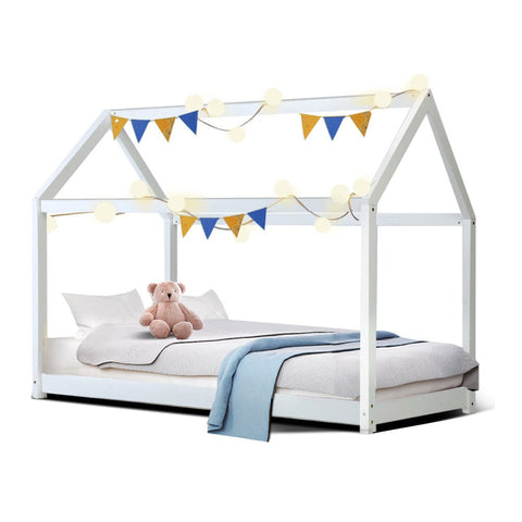 darrahopens Furniture > Bedroom Artiss Wooden Bed Frame Single Size Mattress Base Pine Timber Platform White