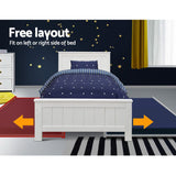 darrahopens Furniture > Bedroom Artiss Wooden Trundle Bed Frame Timber Slat King Single Size White