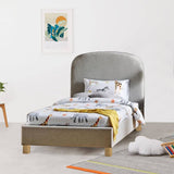 Darrahopens Furniture > Bedroom Bambino Kids Child King Single Bed Fabric Upholstered Children Kid Timber Frame