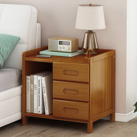 darrahopens Furniture > Bedroom Bamboo Bedside Table Nightstand Storage Bedroom Sofa Side Stand