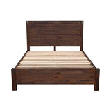 darrahopens Furniture > Bedroom Bed Frame Queen Size in Solid Wood Veneered Acacia Bedroom Timber Slat in Chocolate