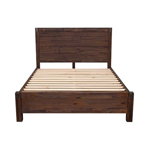 darrahopens Furniture > Bedroom Bed Frame Queen Size in Solid Wood Veneered Acacia Bedroom Timber Slat in Chocolate