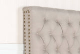 darrahopens Furniture > Bedroom Bed Head Double Size French Provincial Headboard Upholsterd Fabric Beige