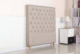 darrahopens Furniture > Bedroom Bed Head Double Size French Provincial Headboard Upholsterd Fabric Beige