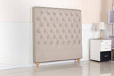 darrahopens Furniture > Bedroom Bed Head Double Size French Provincial Headboard Upholsterd Fabric Beige