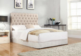 darrahopens Furniture > Bedroom Bed Head Double Size French Provincial Headboard Upholsterd Fabric Beige