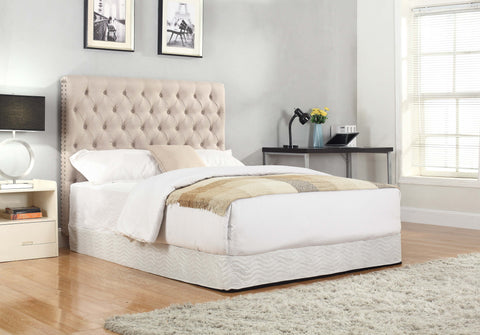 darrahopens Furniture > Bedroom Bed Head Double Size French Provincial Headboard Upholsterd Fabric Beige