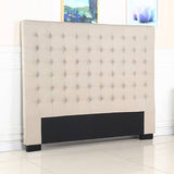 darrahopens Furniture > Bedroom Bed Head King Beige Headboard Upholstery Fabric Tufted Buttons