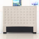 darrahopens Furniture > Bedroom Bed Head King Beige Headboard Upholstery Fabric Tufted Buttons