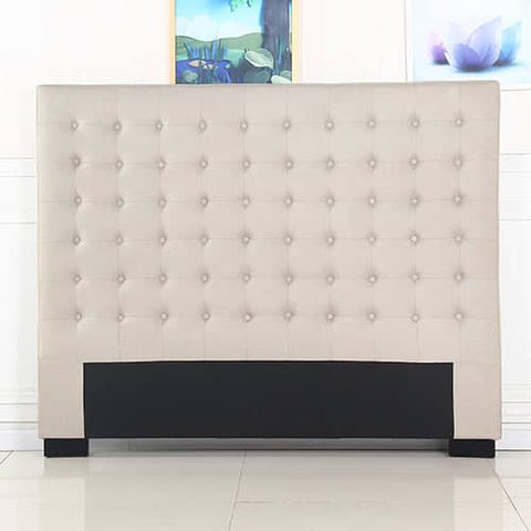 darrahopens Furniture > Bedroom Bed Head King Beige Headboard Upholstery Fabric Tufted Buttons