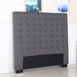 darrahopens Furniture > Bedroom Bed Head King Charcoal Headboard Upholstery Fabric Tufted Buttons